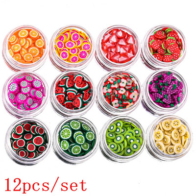 1000 de bucăți de umplere pentru felii de fructe Nail Art Slime Fructe DIY Brelocuri Flori de desene animate Bomboane Moale Argilă Nail Paillette Accesorii pentru manichiură *
