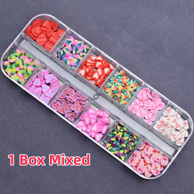 1000 de bucăți de umplere pentru felii de fructe Nail Art Slime Fructe DIY Brelocuri Flori de desene animate Bomboane Moale Argilă Nail Paillette Accesorii pentru manichiură *