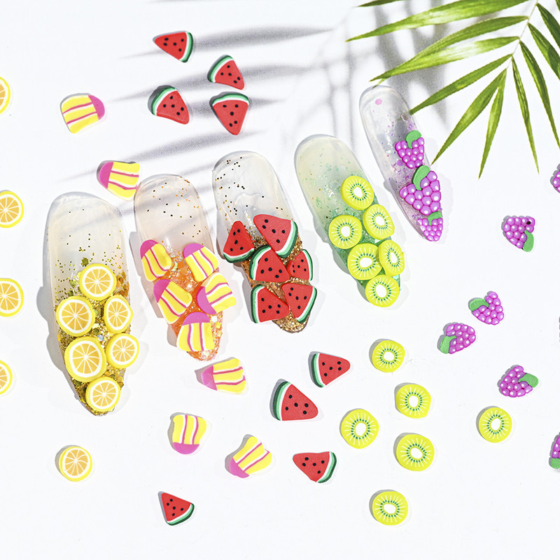 1000 de bucăți de umplere pentru felii de fructe Nail Art Slime Fructe DIY Brelocuri Flori de desene animate Bomboane Moale Argilă Nail Paillette Accesorii pentru manichiură *