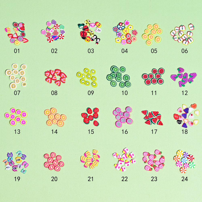 1000 de bucăți de umplere pentru felii de fructe Nail Art Slime Fructe DIY Brelocuri Flori de desene animate Bomboane Moale Argilă Nail Paillette Accesorii pentru manichiură *