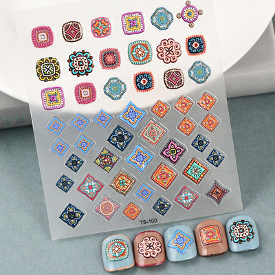 1 DB Bohém stílusú 5D körömmatricák Körömre nyomva Domborított Symphony Butterfly Virágmatricák Körömdíszítő matricák