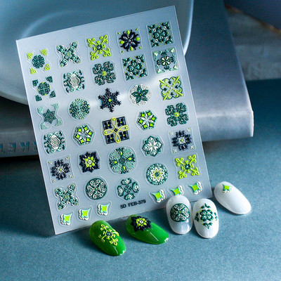 1 DB Bohém stílusú 5D körömmatricák Körömre nyomva Domborított Symphony Butterfly Virágmatricák Körömdíszítő matricák