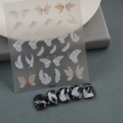 1 DB Bohém stílusú 5D körömmatricák Körömre nyomva Domborított Symphony Butterfly Virágmatricák Körömdíszítő matricák