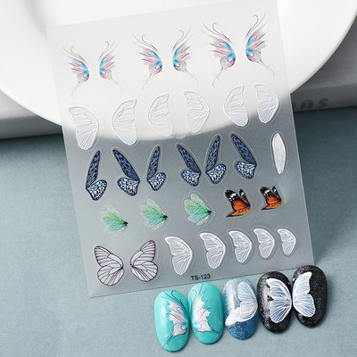 1 DB Bohém stílusú 5D körömmatricák Körömre nyomva Domborított Symphony Butterfly Virágmatricák Körömdíszítő matricák