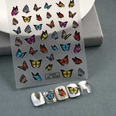 1 DB Bohém stílusú 5D körömmatricák Körömre nyomva Domborított Symphony Butterfly Virágmatricák Körömdíszítő matricák