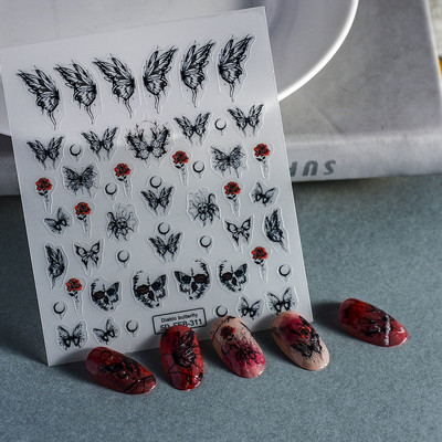 1 DB Bohém stílusú 5D körömmatricák Körömre nyomva Domborított Symphony Butterfly Virágmatricák Körömdíszítő matricák
