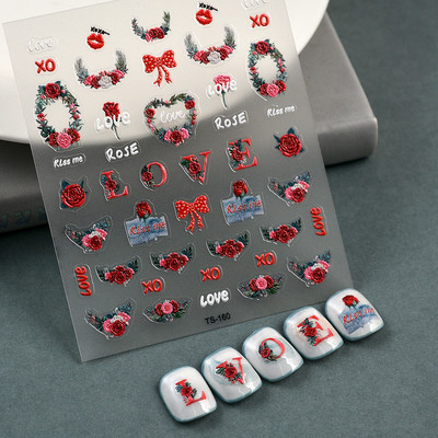 1 DB Bohém stílusú 5D körömmatricák Körömre nyomva Domborított Symphony Butterfly Virágmatricák Körömdíszítő matricák