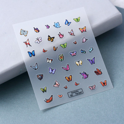 1 DB Bohém stílusú 5D körömmatricák Körömre nyomva Domborított Symphony Butterfly Virágmatricák Körömdíszítő matricák