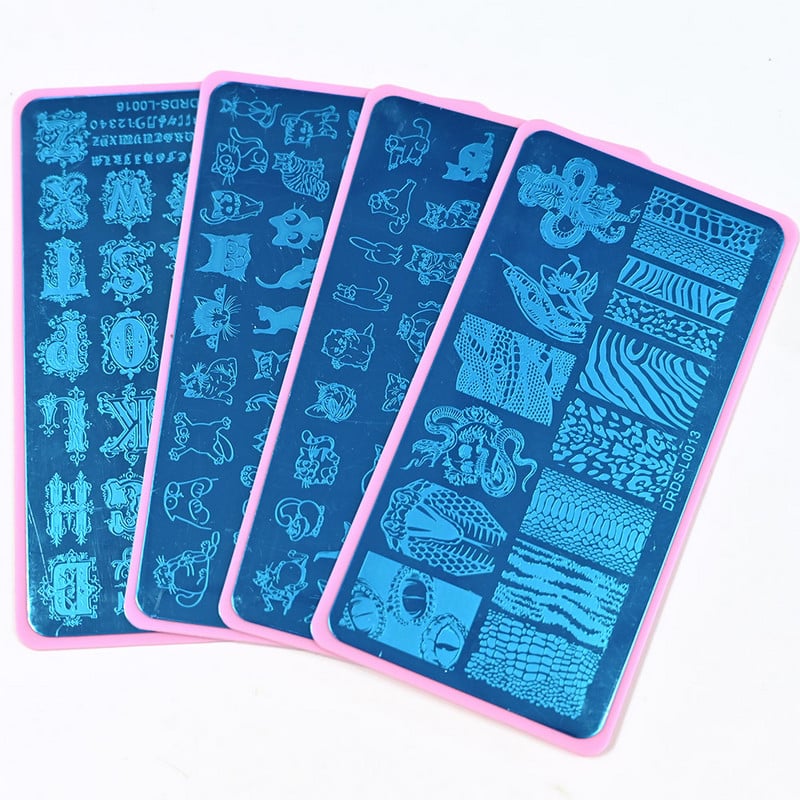 Körömbélyegző lemezek Fa kéreg mintás levelek Whirlpool kép Rozsdamentes acél stencil Körömdíszítő bélyegek Geometrikus sablon sablonok