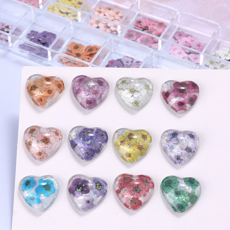 12 rešetki 3D šareni cvijet Ultra-tanka smola za punjenje Drvena pulpa Kriška male tratinčice Naljepnice za nokte DIY Dodaci za manikuru