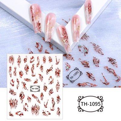 3D lāzera šķembu čūskas nagu uzlīmes Hologrāfiskas lapas Serpiente līmējošais slīdnis nagu mākslas dekorēšanai ziemas uzlīmes folijas