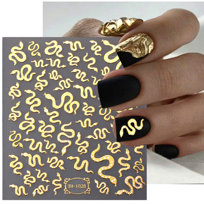 3D lāzera šķembu čūskas nagu uzlīmes Hologrāfiskas lapas Serpiente līmējošais slīdnis nagu mākslas dekorēšanai ziemas uzlīmes folijas