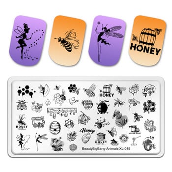 BeautyBigBang 2023 Изображение на животни Nail Art Stamping Plate Маникюр Пчелен мед Шаблон за нокти от неръждаема стомана Форми Животни-XL-015