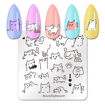 BeautyBigBang 2023 Slike životinja Nail Art Stamping Ploča Manikura Pčelinji med Kalupi za nokte od nehrđajućeg čelika Životinje-XL-015