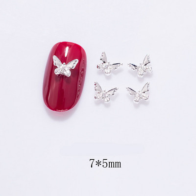 10Gb Mini dobi tauriņu nagu mākslas piekariņi 3D metāla sudraba/zelta dimanta tauriņu nagu mākslas rotājumi DIY nagu aksesuāri