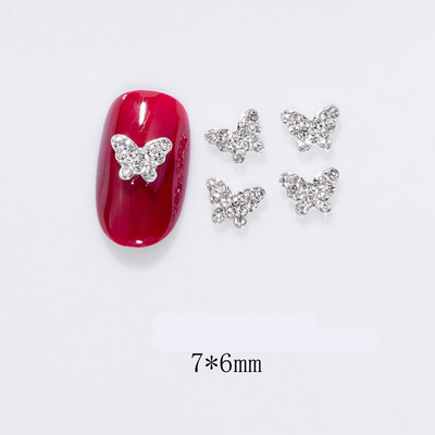 10Gb Mini dobi tauriņu nagu mākslas piekariņi 3D metāla sudraba/zelta dimanta tauriņu nagu mākslas rotājumi DIY nagu aksesuāri