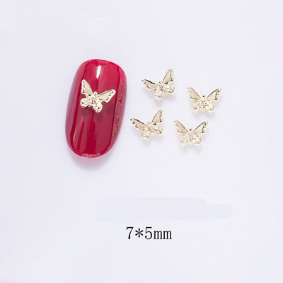 10Gb Mini dobi tauriņu nagu mākslas piekariņi 3D metāla sudraba/zelta dimanta tauriņu nagu mākslas rotājumi DIY nagu aksesuāri