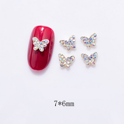 10Gb Mini dobi tauriņu nagu mākslas piekariņi 3D metāla sudraba/zelta dimanta tauriņu nagu mākslas rotājumi DIY nagu aksesuāri