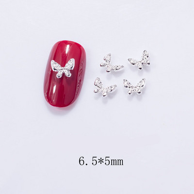 10Gb Mini dobi tauriņu nagu mākslas piekariņi 3D metāla sudraba/zelta dimanta tauriņu nagu mākslas rotājumi DIY nagu aksesuāri