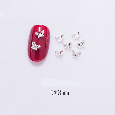 10Gb Mini dobi tauriņu nagu mākslas piekariņi 3D metāla sudraba/zelta dimanta tauriņu nagu mākslas rotājumi DIY nagu aksesuāri