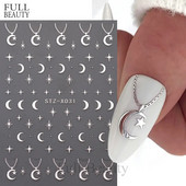 Šķembu metāla mēness kaklarota nagu uzlīmes Elegants nagu mākslas dizains 3D zelts bronzējošs sirds slēdzene Zvaigzne Saules slīdņi dekoru aksesuāri