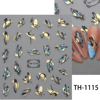 Šķembu metāla mēness kaklarota nagu uzlīmes Elegants nagu mākslas dizains 3D zelts bronzējošs sirds slēdzene Zvaigzne Saules slīdņi dekoru aksesuāri