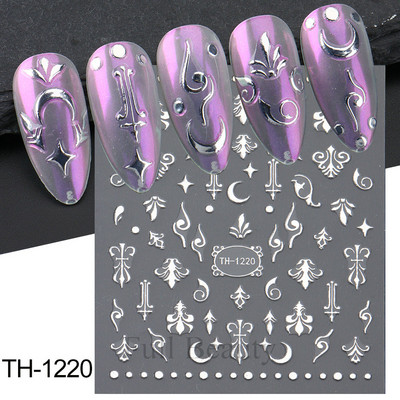 Šķembu metāla mēness kaklarota nagu uzlīmes Elegants nagu mākslas dizains 3D zelts bronzējošs sirds slēdzene Zvaigzne Saules slīdņi dekoru aksesuāri