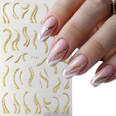 Šķembu metāla mēness kaklarota nagu uzlīmes Elegants nagu mākslas dizains 3D zelts bronzējošs sirds slēdzene Zvaigzne Saules slīdņi dekoru aksesuāri