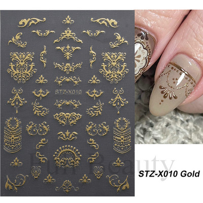 Šķembu metāla mēness kaklarota nagu uzlīmes Elegants nagu mākslas dizains 3D zelts bronzējošs sirds slēdzene Zvaigzne Saules slīdņi dekoru aksesuāri