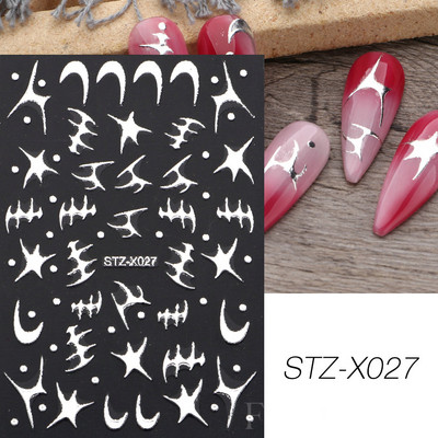 Šķembu metāla mēness kaklarota nagu uzlīmes Elegants nagu mākslas dizains 3D zelts bronzējošs sirds slēdzene Zvaigzne Saules slīdņi dekoru aksesuāri