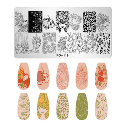 Nail Art Pločice za žigosanje Likovi djevojke Pločice za žigosanje Crtić Slika osobe Šablona od nehrđajućeg čelika Šablon za nokte Manikura