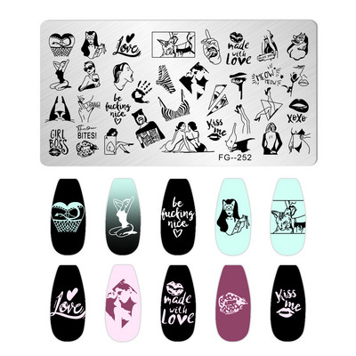 Nail Art Pločice za žigosanje Likovi djevojke Pločice za žigosanje Crtić Slika osobe Šablona od nehrđajućeg čelika Šablon za nokte Manikura