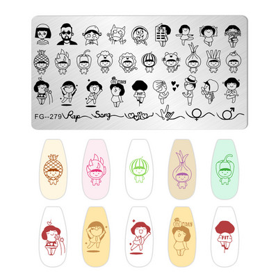 Nail Art Pločice za žigosanje Likovi djevojke Pločice za žigosanje Crtić Slika osobe Šablona od nehrđajućeg čelika Šablon za nokte Manikura