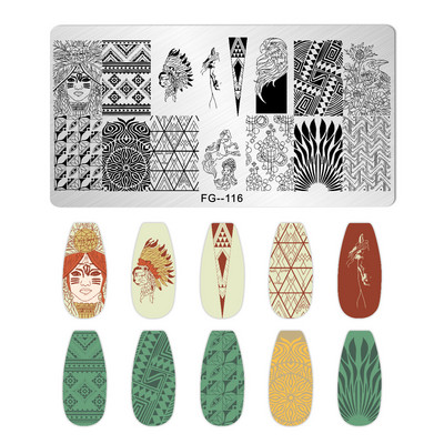 Nail Art Pločice za žigosanje Likovi djevojke Pločice za žigosanje Crtić Slika osobe Šablona od nehrđajućeg čelika Šablon za nokte Manikura