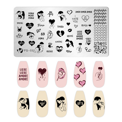 Nail Art Pločice za žigosanje Likovi djevojke Pločice za žigosanje Crtić Slika osobe Šablona od nehrđajućeg čelika Šablon za nokte Manikura