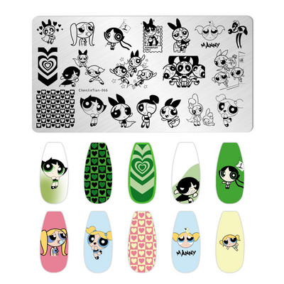 Nail Art Pločice za žigosanje Likovi djevojke Pločice za žigosanje Crtić Slika osobe Šablona od nehrđajućeg čelika Šablon za nokte Manikura