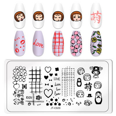 Nail Art Pločice za žigosanje Likovi djevojke Pločice za žigosanje Crtić Slika osobe Šablona od nehrđajućeg čelika Šablon za nokte Manikura