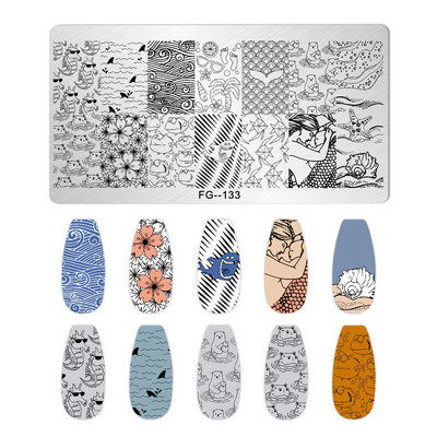 Nail Art Pločice za žigosanje Likovi djevojke Pločice za žigosanje Crtić Slika osobe Šablona od nehrđajućeg čelika Šablon za nokte Manikura