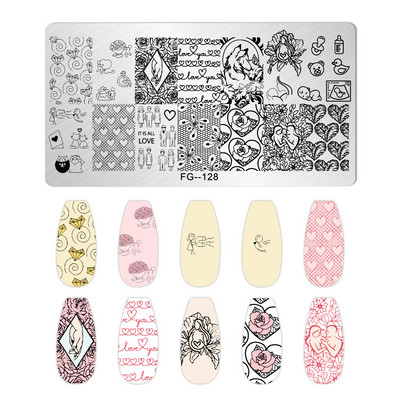 Nail Art Pločice za žigosanje Likovi djevojke Pločice za žigosanje Crtić Slika osobe Šablona od nehrđajućeg čelika Šablon za nokte Manikura