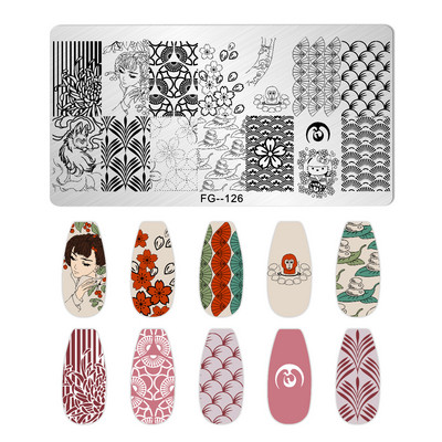 Nail Art Pločice za žigosanje Likovi djevojke Pločice za žigosanje Crtić Slika osobe Šablona od nehrđajućeg čelika Šablon za nokte Manikura