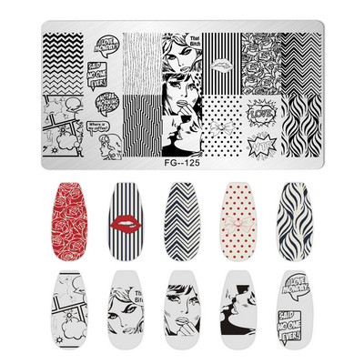 Nail Art Pločice za žigosanje Likovi djevojke Pločice za žigosanje Crtić Slika osobe Šablona od nehrđajućeg čelika Šablon za nokte Manikura