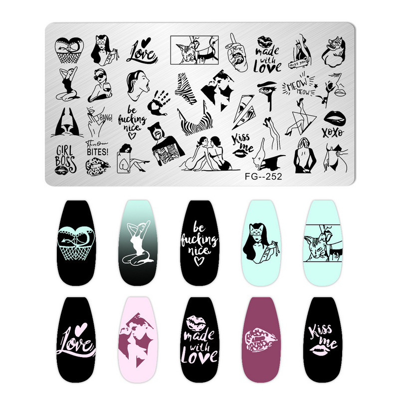 Nail Art Pločice za žigosanje Likovi djevojke Pločice za žigosanje Crtić Slika osobe Šablona od nehrđajućeg čelika Šablon za nokte Manikura