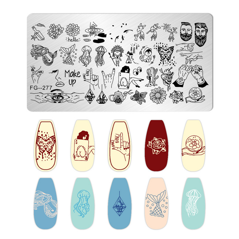 Nail Art Pločice za žigosanje Likovi djevojke Pločice za žigosanje Crtić Slika osobe Šablona od nehrđajućeg čelika Šablon za nokte Manikura