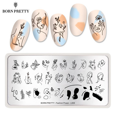 BORN PRETTY Plăci de ștanțare pentru unghii Portret Floare Nail Art Board Template Oțel Șablon de imprimare geometrică Fashion Power-L005