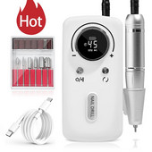 45000 RPM elektromos körömfúró gép LCD kijelzővel Újratölthető körömreszelő köröm kiegészítők zselé körömlakk csiszoló alacsony zaj