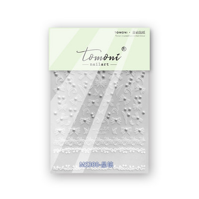 5D Pearl Bowknot Rose Flower Nagu uzlīmes Gravētas Slīdnes nagu dekorēšanai Melnbaltas Elegantas manikīra uzlīmes T-2892