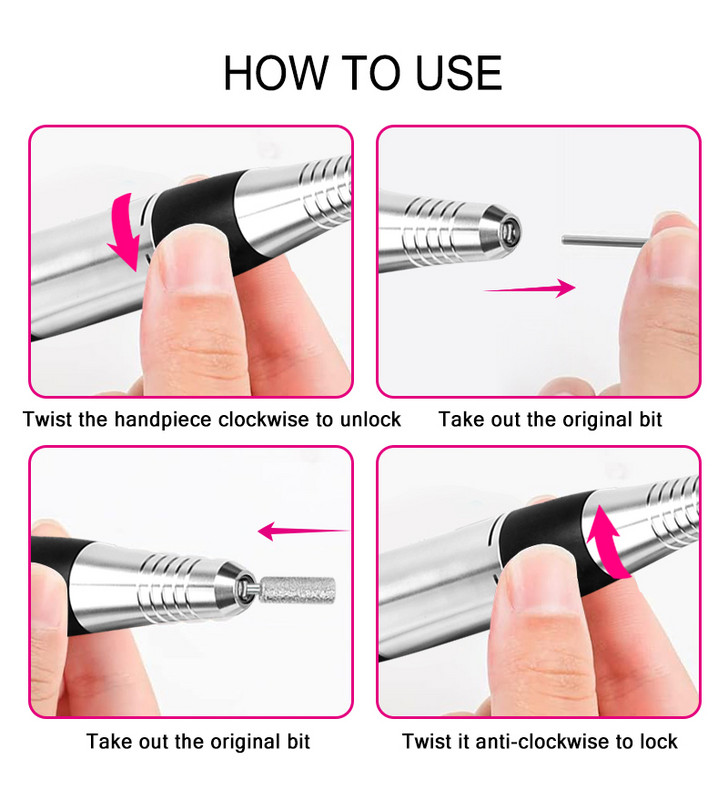 Električna bušilica za nokte 35000 RPM Set glodalica za manikuru Savjeti za nokte Manikura Električna turpija za nokte Pedikura