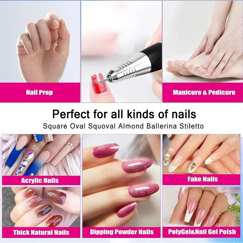 Električna bušilica za nokte 35000 RPM Set glodalica za manikuru Savjeti za nokte Manikura Električna turpija za nokte Pedikura