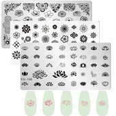 Lotus Flowers nagu apzīmogošanas plāksne nerūsējošā tērauda veidne ziedu raksta taisnstūra veidne manikīra nagu mākslas zīmoga attēla plāksne