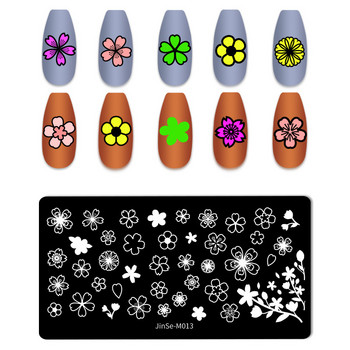 Лотосови цветя Плоча за щамповане на нокти Шаблон от неръждаема стомана Цветен шаблон Правоъгълен шаблон Маникюр Плоча за щамповане на нокти Изображение Плоча
